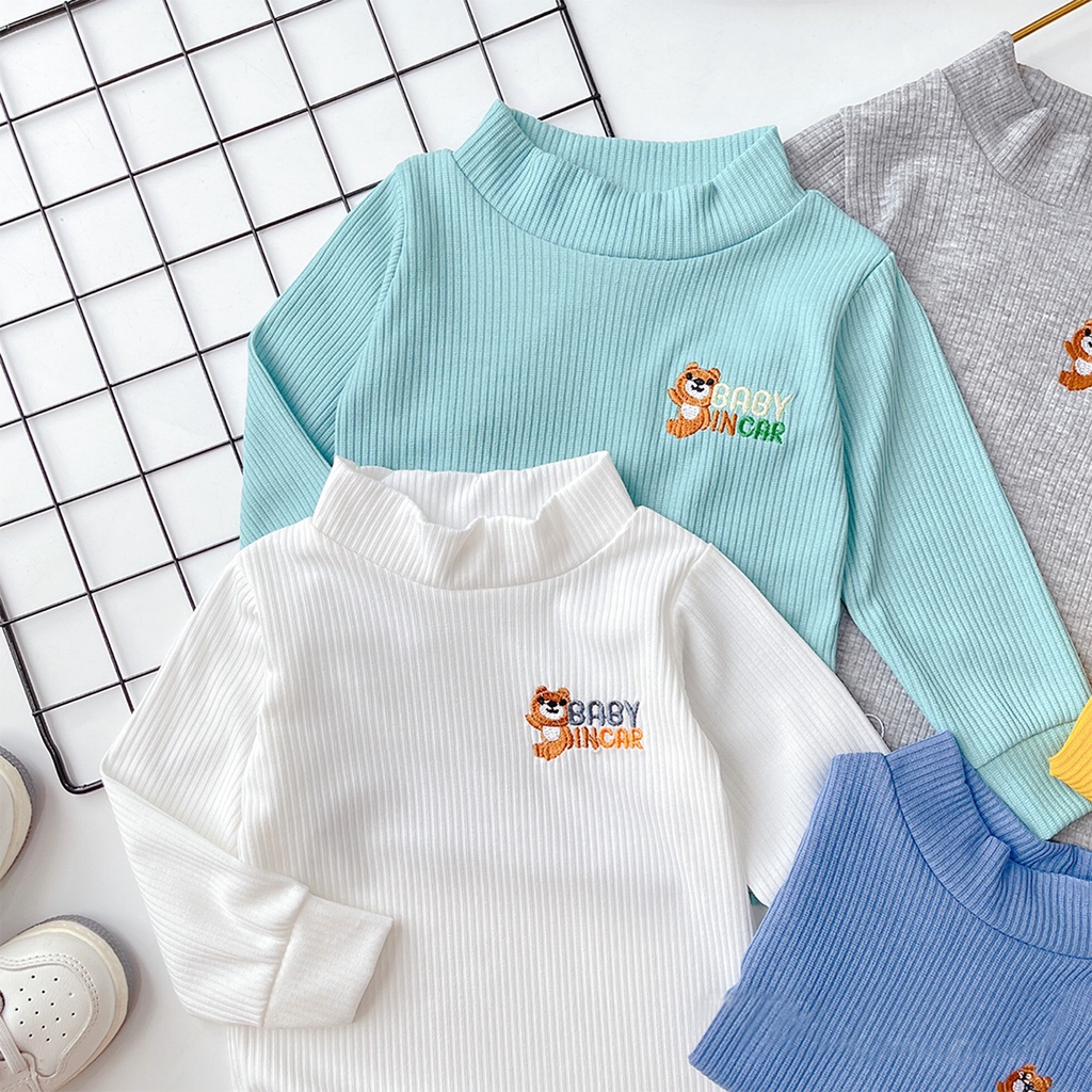 Áo giữ nhiệt cổ cao dài tay cho bé trai bé gái chất len gân LILIKIDS AP19