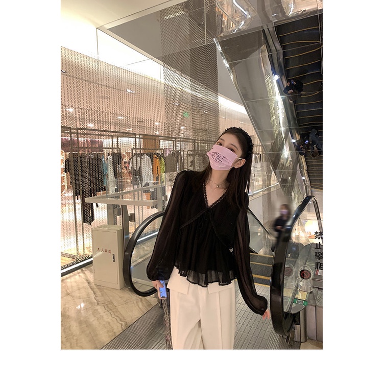 Áo Nữ Tay Dài Cổ Chữ V Thời Trang Hàn Quốc