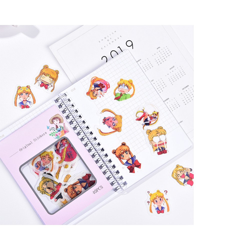 40 pcs/set New Arrival Sailor Moon Non-Repeated Washi Paper Stickers Scrapbooking Stationery Diary Sticker