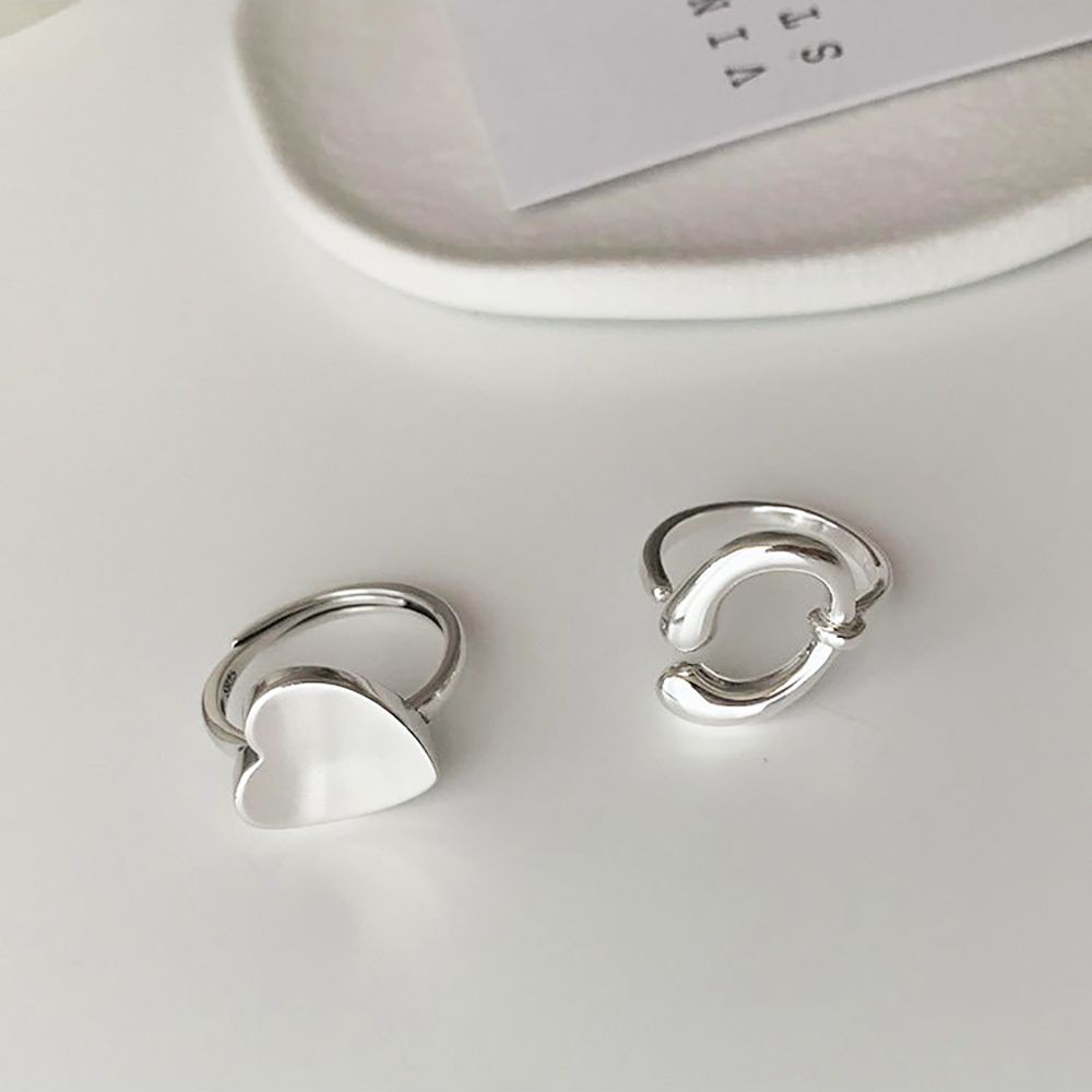 Nhẫn Kim Loại Hở Hình Trái Tim Phong Cách Hàn Quốc Cổ Điển Thời Trang Cho Nữ