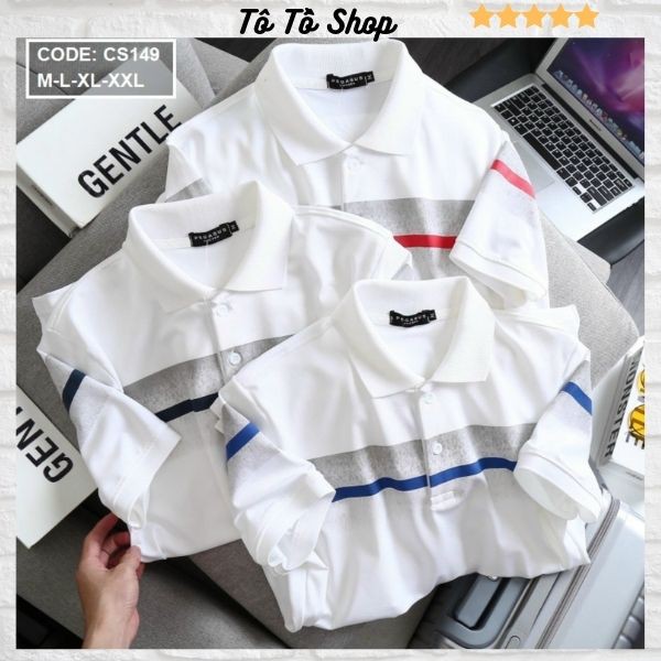 Áo Thun Nam Ngắn Tay Có Cổ ❤️FREESHIP❤️ Áo Phông Nam Đẹp vải thun co giãn phối sọc cao cấp Tô Tồ Shop - C12-AT6