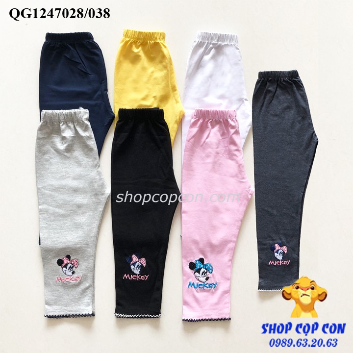Quần legging dài thêu chuột cho bé gái từ 9-36kg