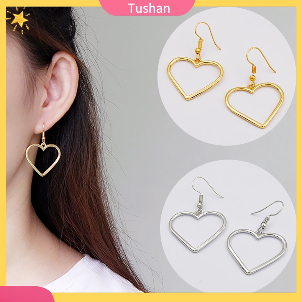 Hoa tai dáng dài hình trái tim xinh xắn cho nữ