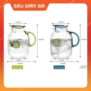 Bình nước thủy tinh chịu nhiệt siêu đẹp 2l