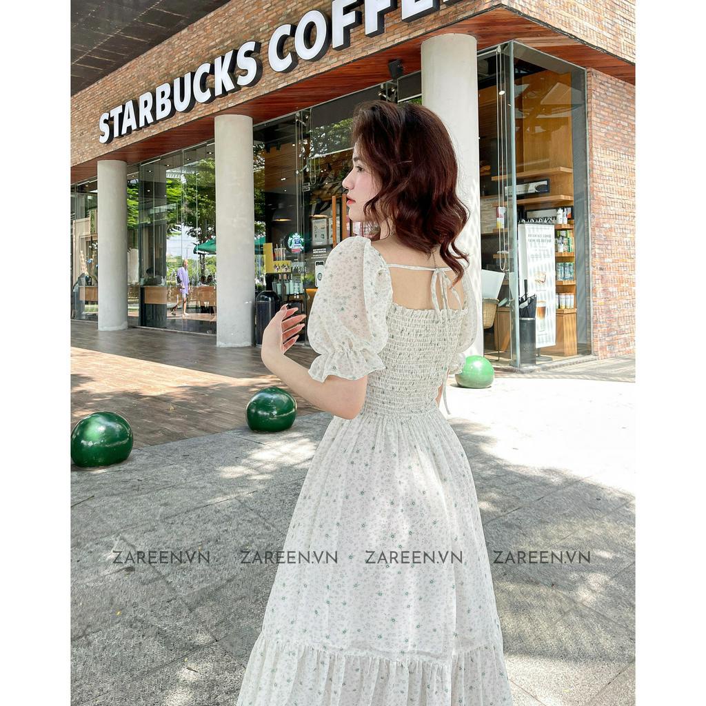 ZAREEN | ĐẦM HOA ĐUÔI CÁ XẺ ĐÙI ZAREEN DAX50 - TRẮNG HOA XANH