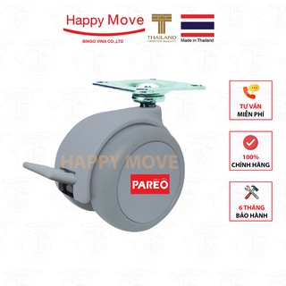 Bộ 4 bánh xe càng xoay có khóa 38-50mm cho ghế/bàn xoay văn phòng nội thất - tải 40kg - Happy Move Thái Lan