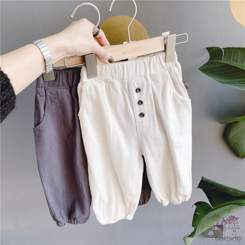Quần Dài Vải Cotton Phong Cách Hàn Quốc Thời Trang Mùa Thu Cho Bé