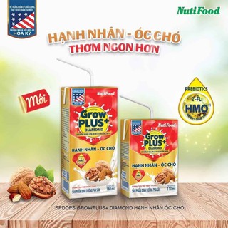 Thùng sữa Grow Plus + Diamond vị hạnh nhân óc chó 110ml 48 hộp