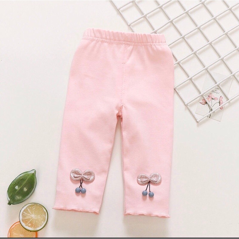 Quần Legging Lửng Đính Nơ Cho Bé Gái