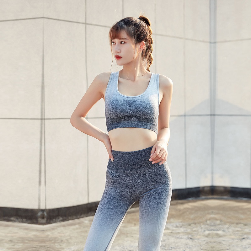 Bộ Đồ Tập Gym Nữ Kenzi-37 Quần Dài và Áo Bra Thể Thao Màu Gradient Siêu Đẹp