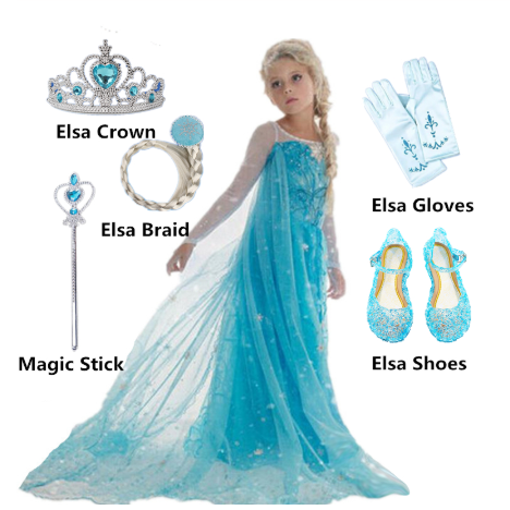 Đầm Hóa Trang Công Chúa Anna Elsa Cho Bé Gái