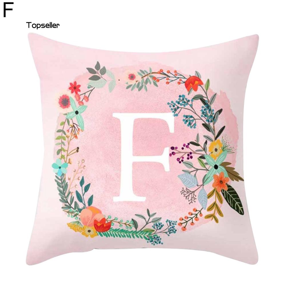 Vỏ gối vuông trang trí sofa in chữ màu hồng , kích thước 30cm x 50cm