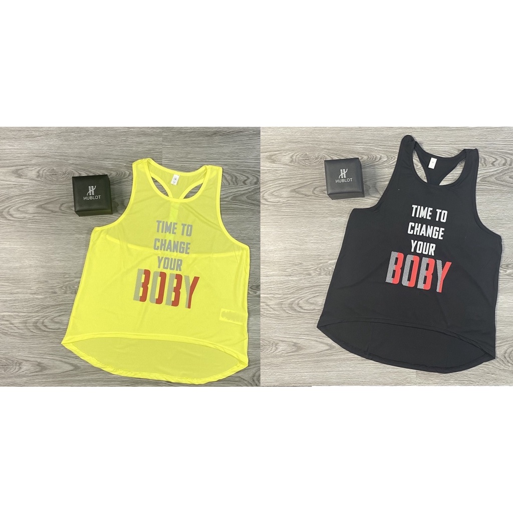 Áo Tanktop Dây Time To Chang The Body Thể Thao Tập Gym Yoga Nữ Vải Lưới Mè Mịn Mát