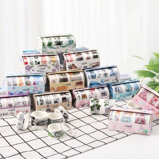 Set băng dính Washi tape chủ đề phong cảnh hoa lá, cổ trang