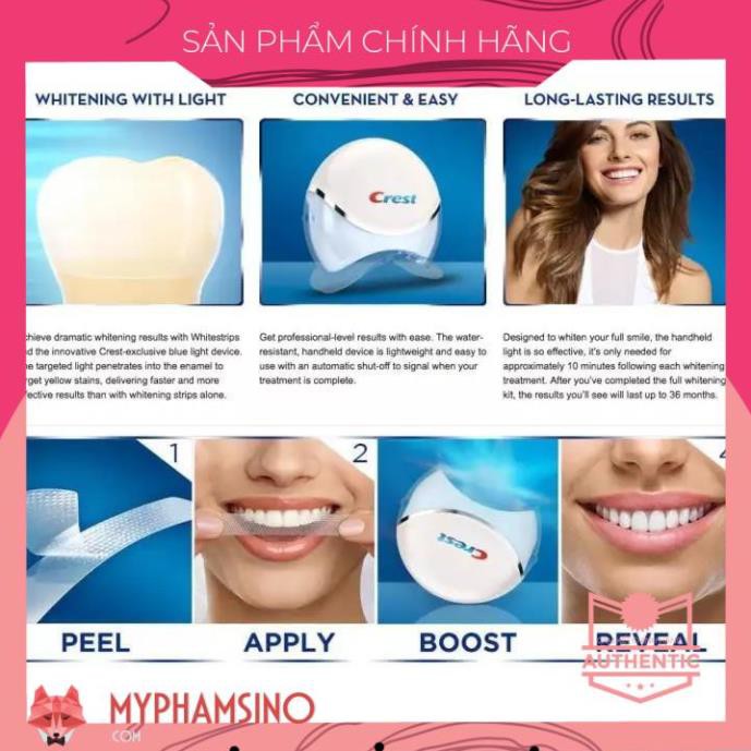 [CHÍNH HÃNG] Set đèn và miếng dán trắng răng Crest Crest 3D White Whitestrips With Light Dental Whitening Kit