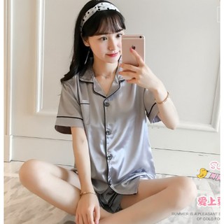 Bộ đồ ngủ pijama lụa ngắn tay