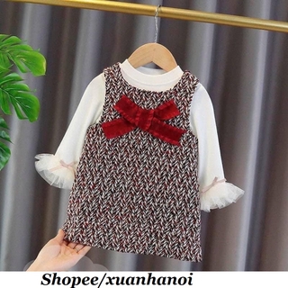 Set Áo và Váy dạ tiểu thư bé gái áo rời váy XHN419