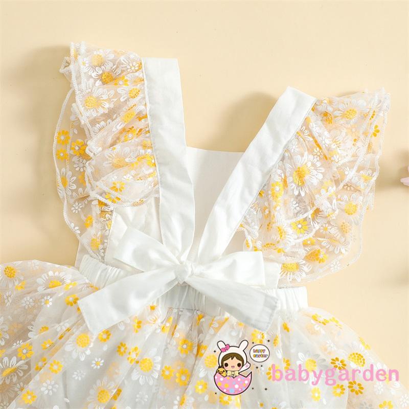 Bộ Áo Liền Quần Cổ Vuông Không Tay Đính Nơ Dành Cho Bé Gái 0-24 Tháng Tuổi