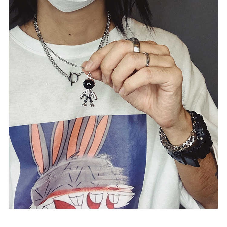 Dây chuyền thép titan họa tiết phi hành gia 1309s