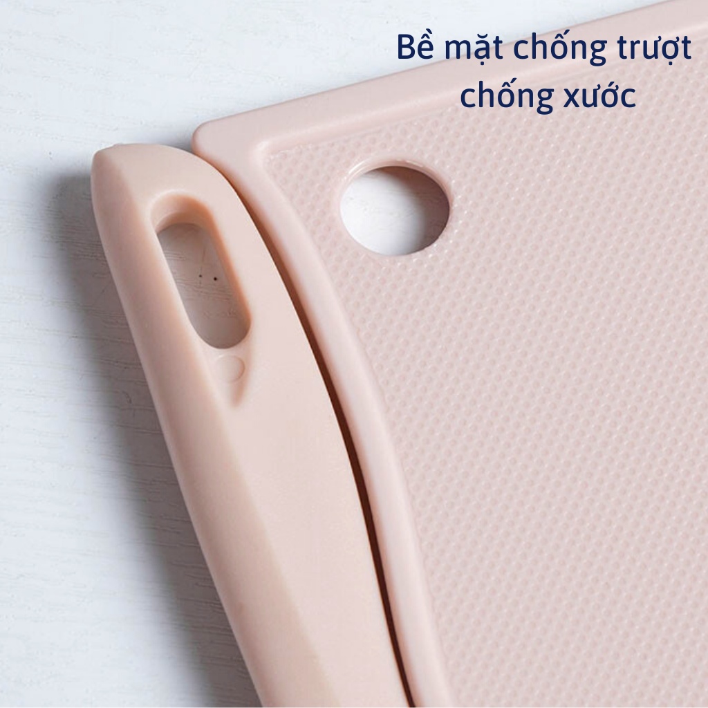 Bộ dao thớt nhựa PE kháng khuẩn hình chữ nhật 2in1 có kẻ chia vạch tiện dụng 28.7x20cm