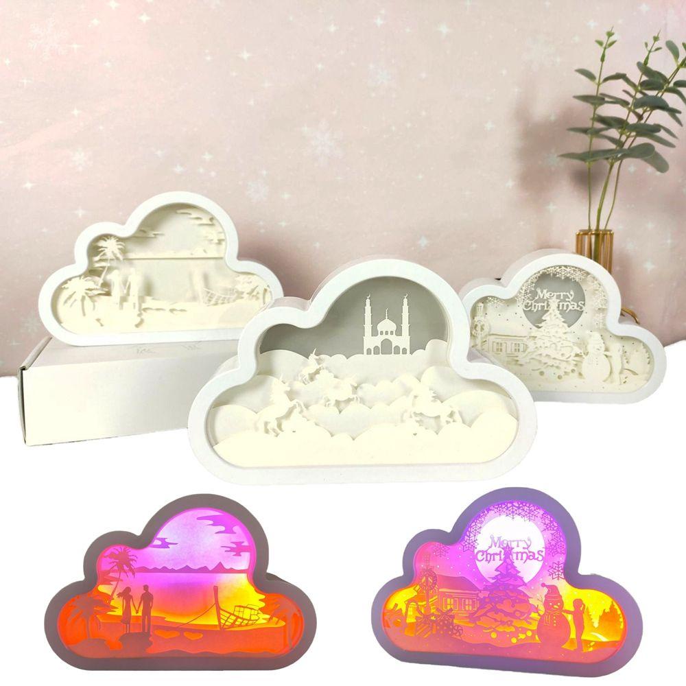 YIYU 1 Đèn Ngủ Để Bàn Hình Đám Mây Bằng Giấy Dùng Trang Trí Giáng Sinh