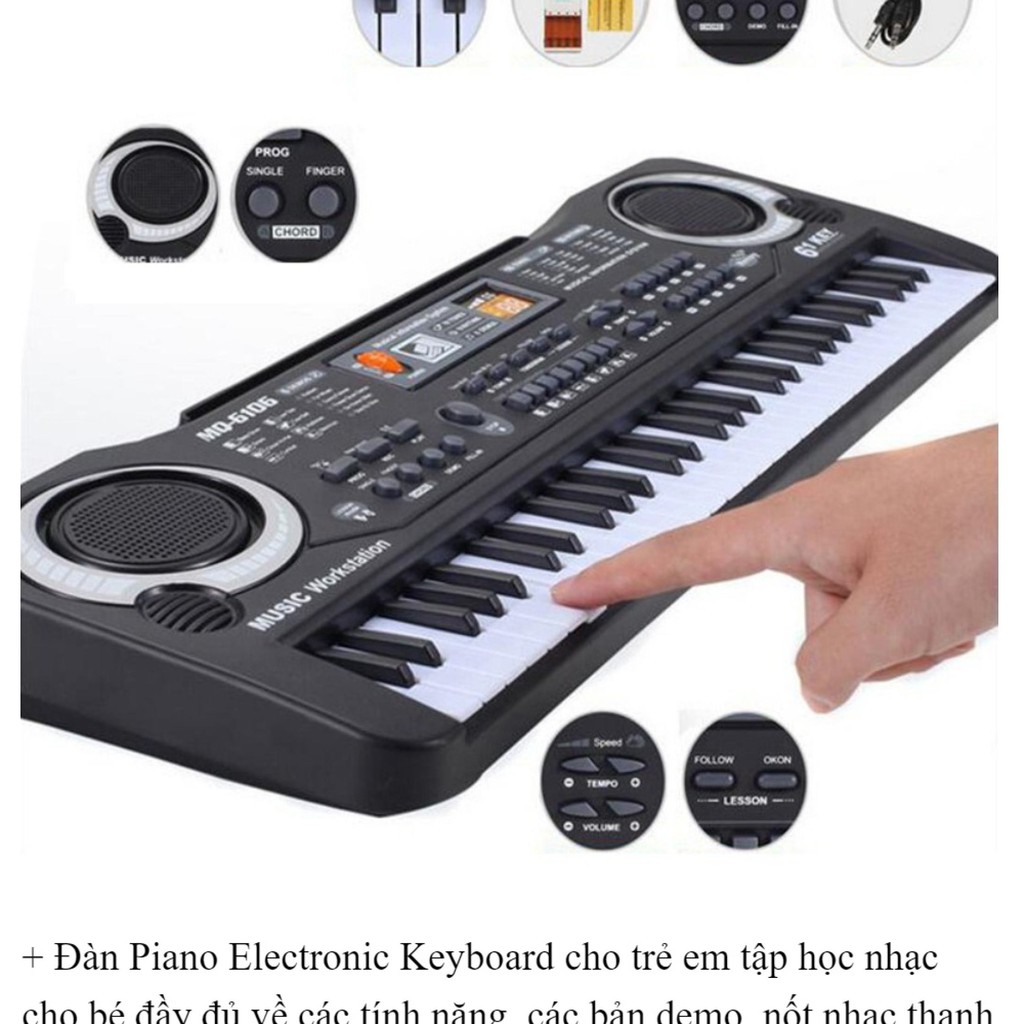 Mua Đàn Piano 61 phím 6160 - Bé Học Đàn Organ Tại Nhà Phát Triển Tay Trí Não - Tặng kèm Micro