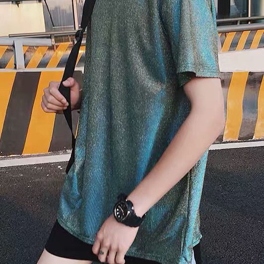 Áo Thun Tay Ngắn Dáng Rộng In Hình Mặt Cười Lấp Lánh Kiểu Hồng Kông Thời Trang Cho Nam Và Nữ