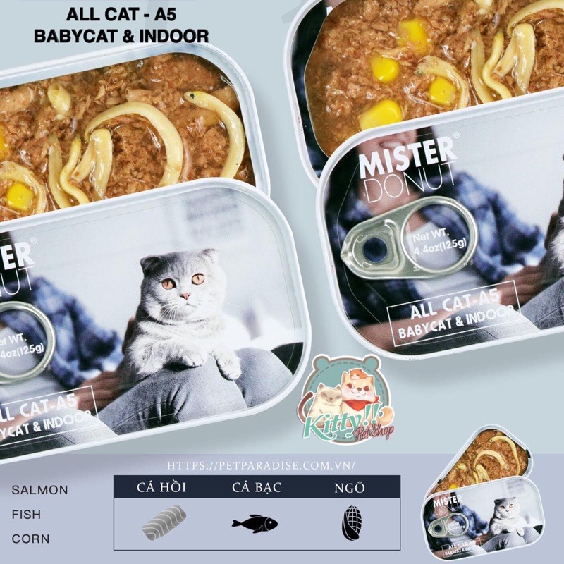 Pate mèo cao cấp Mister Donut A-series (All Cat) 125g - Thức ăn pate cho mèo