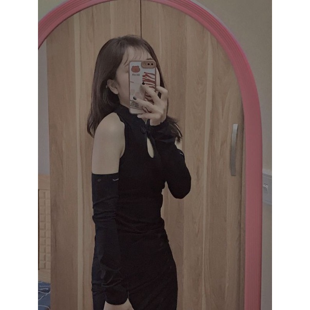 Sẵn  -Sườn xám  trẻ trung sexy hở lưng phiên bản cải tiến