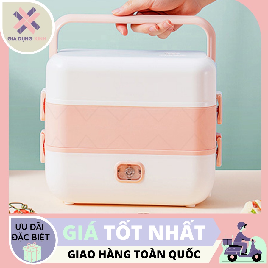 Hộp cơm cắm điện cho dân văn phòng 2 tầng 4 bát inox 304 - Có chức năng giữ nhiệt, hâm nóng và tự nấu chín
