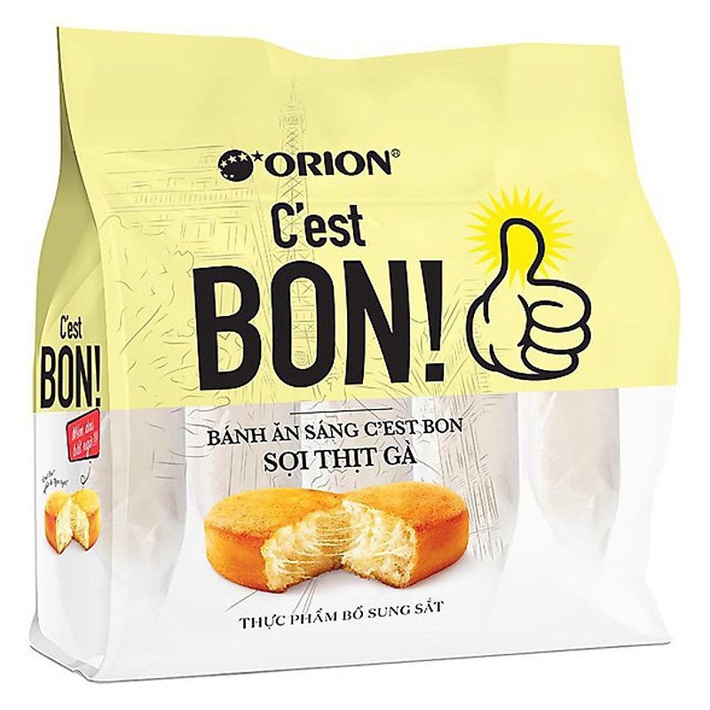 Bánh Ăn Sáng C＇est bon Orion Sợi Thịt Gà Bịch 255G (17G x 15 Bánh)