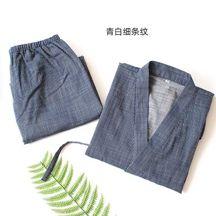 Bộ Đồ Ngủ Tay Ngắn Chất Cotton Phong Cách Kimono Nhật Bản Thời Trang Mùa Hè Cho Nam