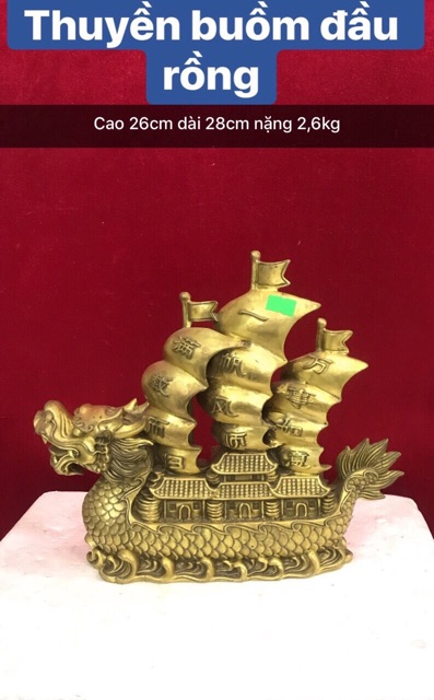 Thuyền Buồm Đầu Rồng cao 26cm phong thuỷ vật phẩm quà tặng trang trí