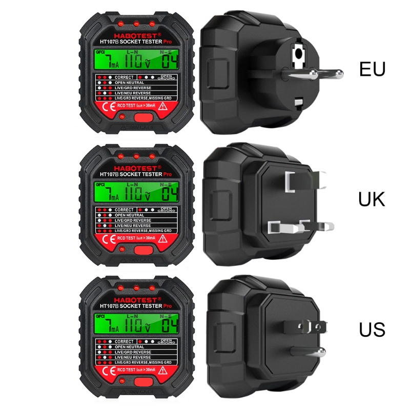 Thiết Bị Đo Điện Áp HT107 Màn Hình LCD Phích Cắm EU / UK / US