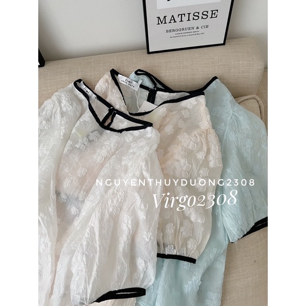 [HÀNG SẴN]ÁO REN HOA CỔ TRÒN VIỀN ĐEN “ALI TOP” siêu xinh