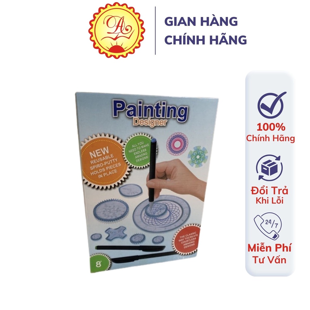 Bộ 28 thước vẽ tranh Ánh Dương Spirograph sáng tạo nhiều màu tăng khả năng ghi nhớ