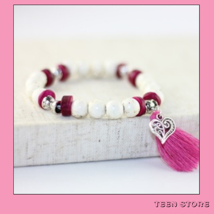 Vòng tay gốm hạt đốm