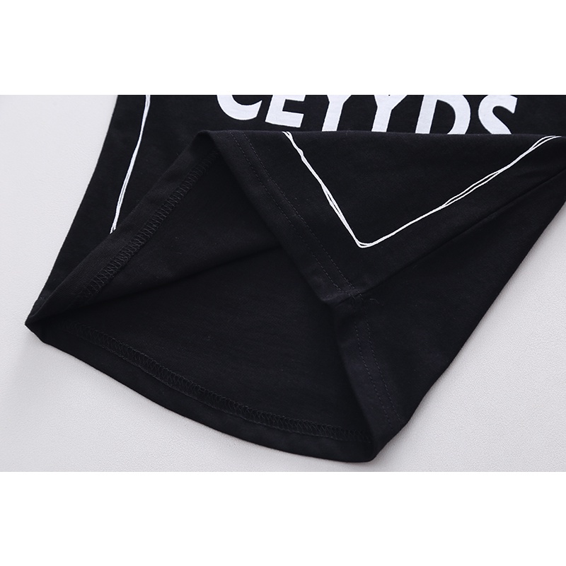 Bộ Áo Tay Ngắn In Chữ + Quần Short Vải Cotton In Họa Tiết Gấu Hoạt Hình Thời Trang Mùa Hè Cho Bé Kích Thước 80-120cm