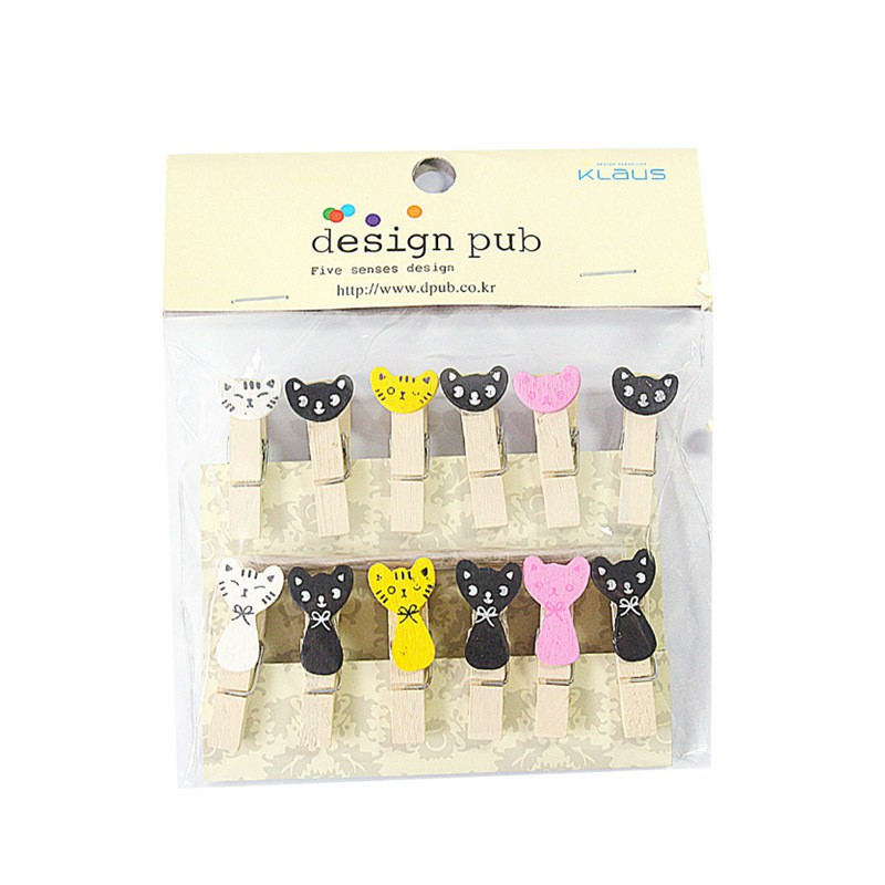 Kẹp gỗ kẹp ảnh mini hình chú mèo dễ thương thương ngộ nghĩnh - phụ kiện Handmade