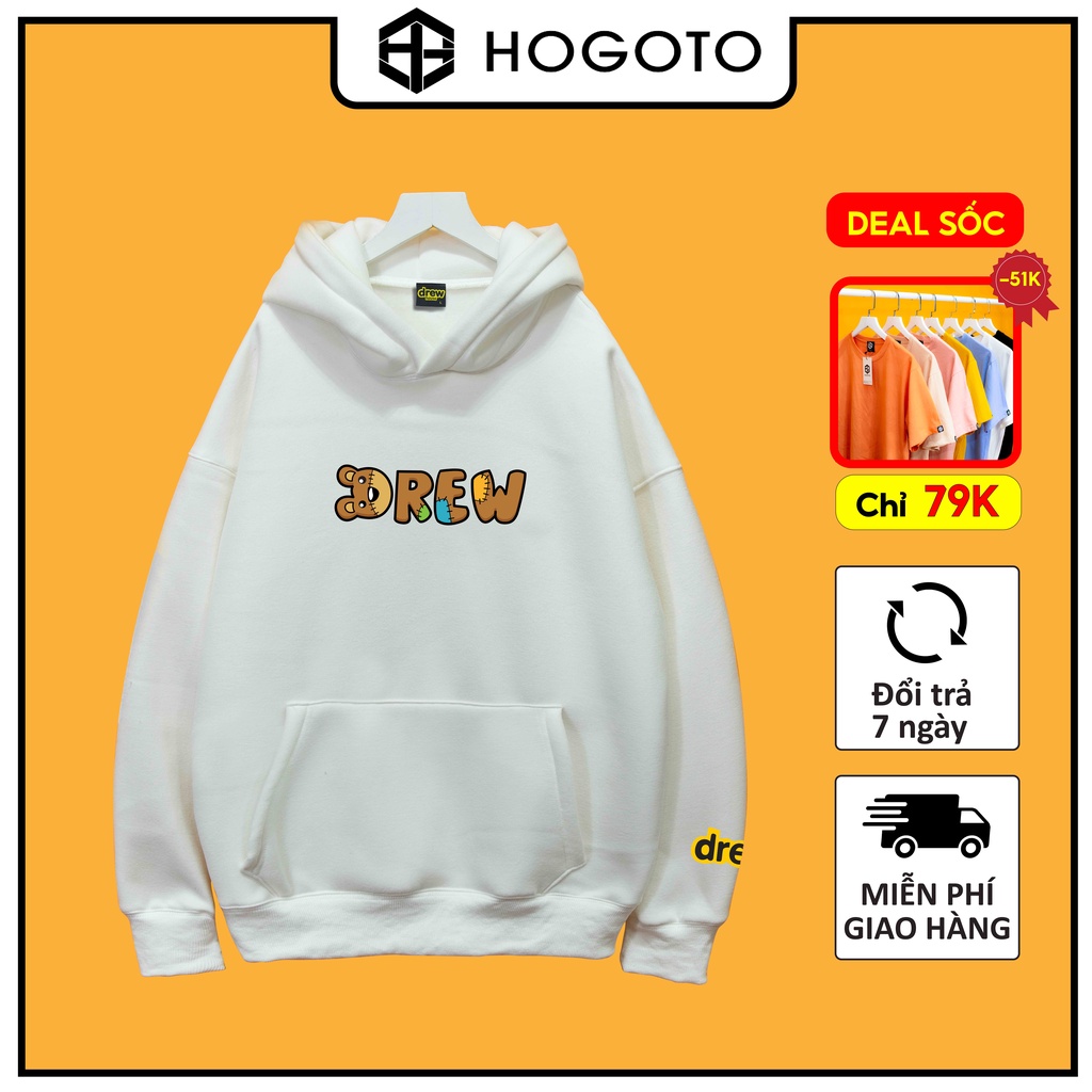 Áo Nỉ HOODIE DREW CHỮ GẤU Hogoto shop , áo nỉ bông hoodie unisex nam nữ