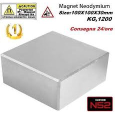 Nam châm khối siêu mạnh 100x100x30mm, loại nam châm trắng đất hiếm siêu cường, lực hút siêu mạnh