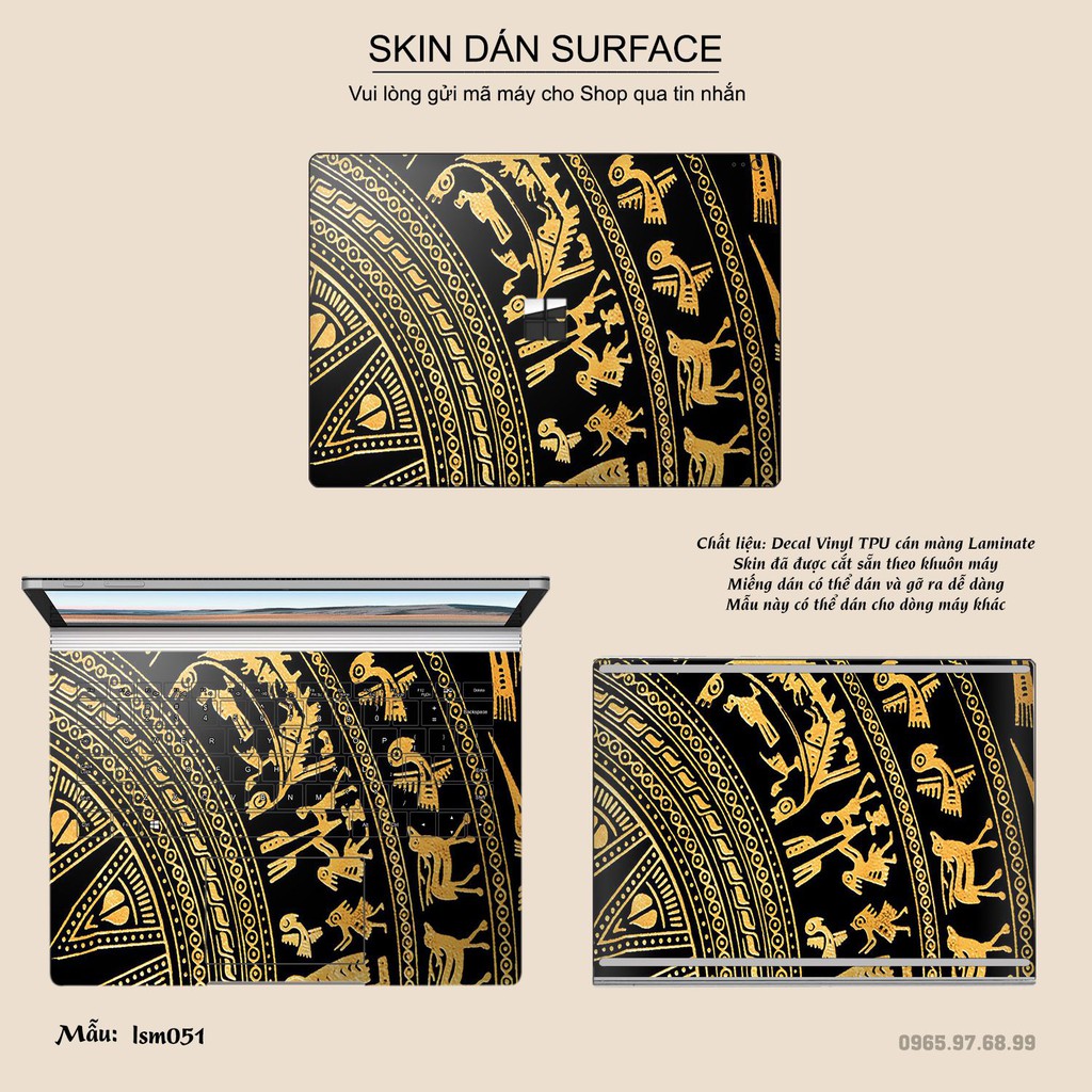 Skin dán Surface in hình Trống Đồng Đông Sơn - lsm051 (inbox mã máy cho Shop)