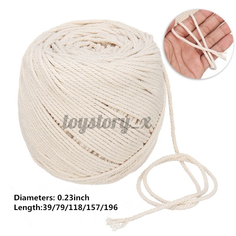 Dây Thừng Cotton 3 Sợi 6mm 1-5m Màu Trắng Tự Nhiên Dùng Để May Vá