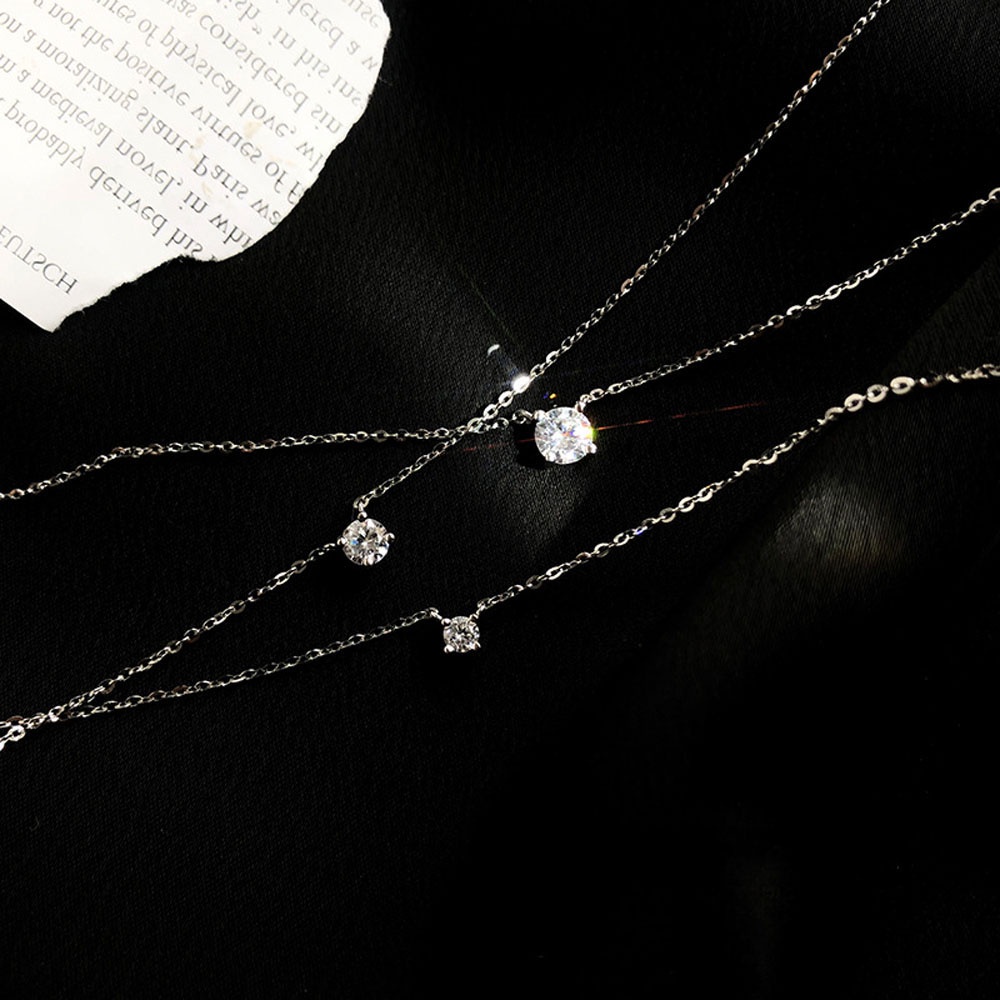 Dây chuyền mặt hình học đính đá zircon thời trang cho nữ