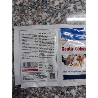 gà đi phân xanh phân trắng nhớt genta colenro 2 gói 10gr