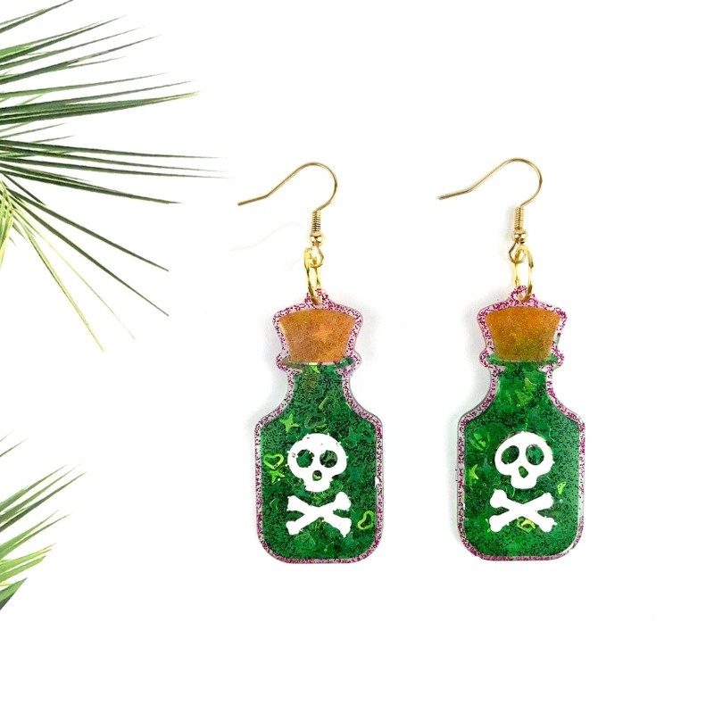 Khuôn Silicone Làm Mặt Dây Chuyền Hình Đầu Lâu / Chai Rượu Độc Đáo