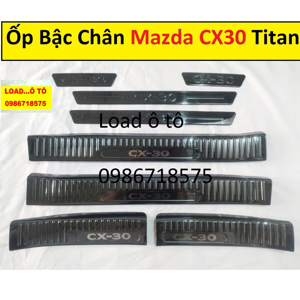 Ốp Bậc Cửa, Nẹp Bước Chân Trong, Ngoài Mazda CX30 2022-2021 Hàng Titan cao Cấp Nhất Thị Trường