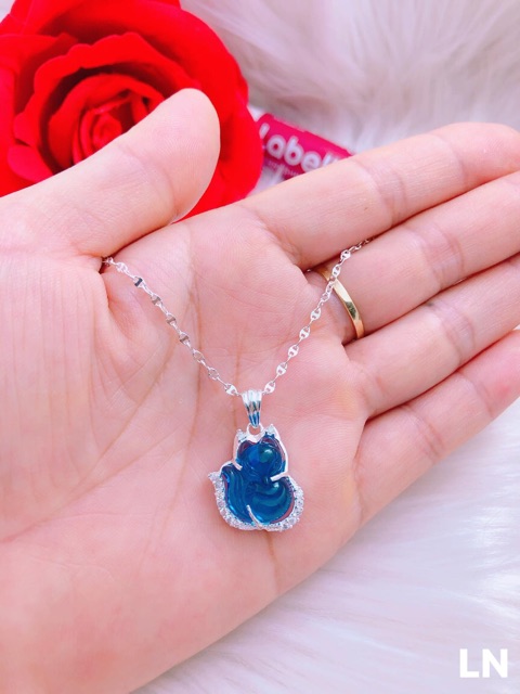 Dây chuyền bạc mặt Hồ ly đá phong thủy DC081