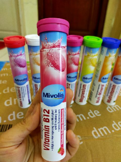 Viên sủi Mivolis không đường bổ sung vitamin chính hãng của Đức giao màu ngẫu nhiên