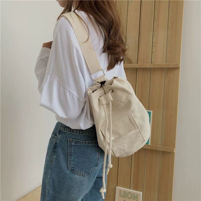 TÚI TOTE ĐEO CHÉO BALO DÂY RÚT UNISEX NAM NỮ VẢI CANVAS ĐI HỌC ĐI CHƠI CHECKING HÀN QUỐC